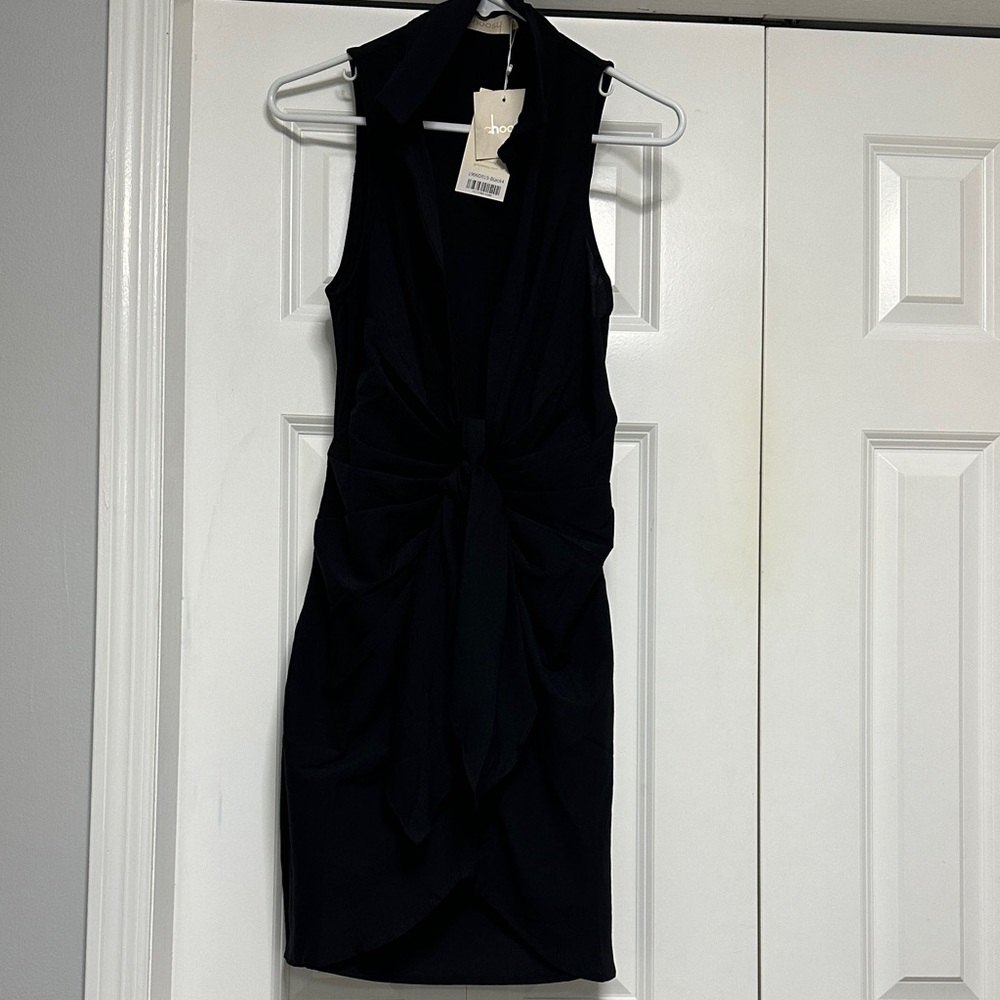 Choosy brand NWT Chic Black High Low Dress w Cinched Mid Section & Rouching